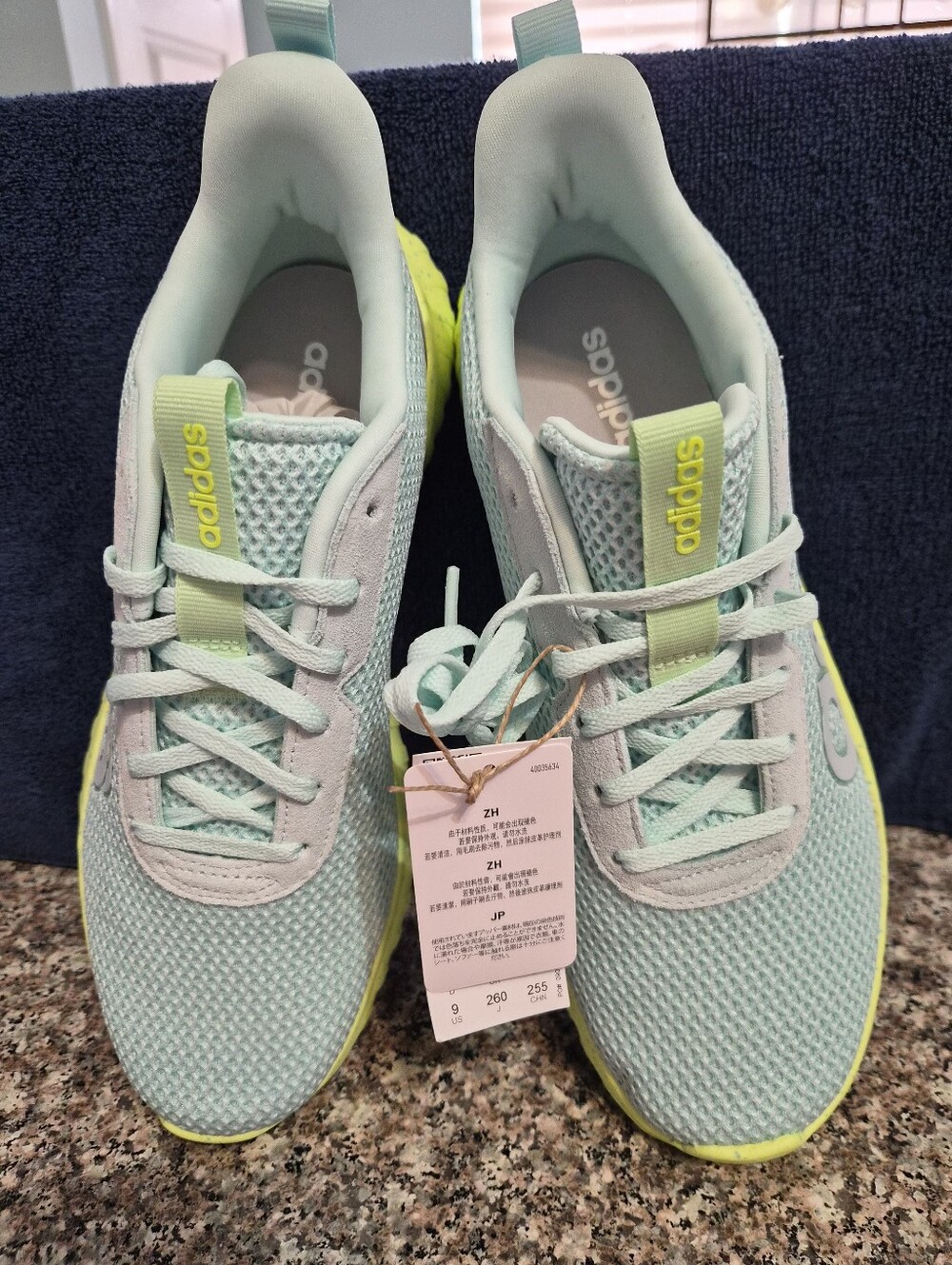adidas Women's Kaptir Base  Running Sneakers with Neon Yellow Accents